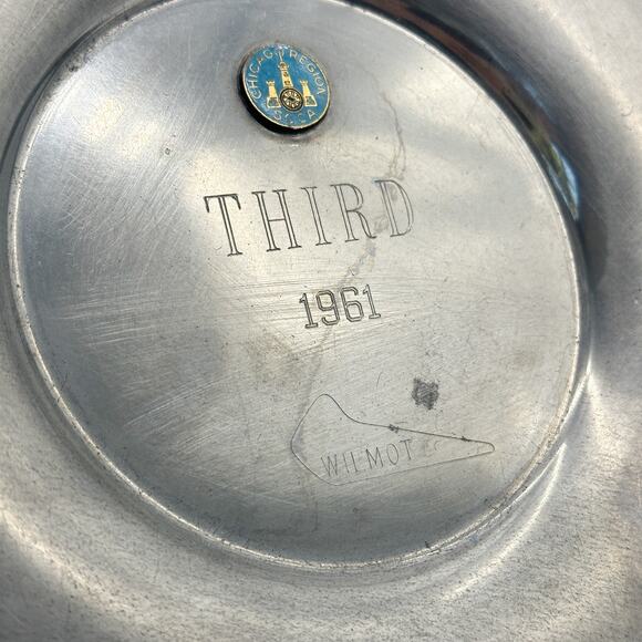 Vintage Auto Racing Trophy Cups Plates MCM Pewter Man Cave Decor Wilmot 1960s - Picture 9 of 13